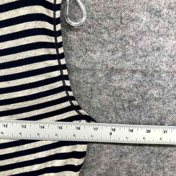 Max Studio Midi Tank Dress Size Large L Gray Blue Stripe Jersey Knit Scoop Neck - Picture 6 of 7